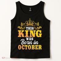 This King Was Born In October Birthday Party Celebration Tank Top thumb 2