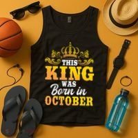This King Was Born In October Birthday Party Celebration Tank Top thumb 4