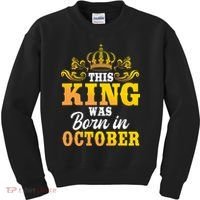 This King Was Born In October Birthday Party Celebration Kids Sweatshirt thumb 0