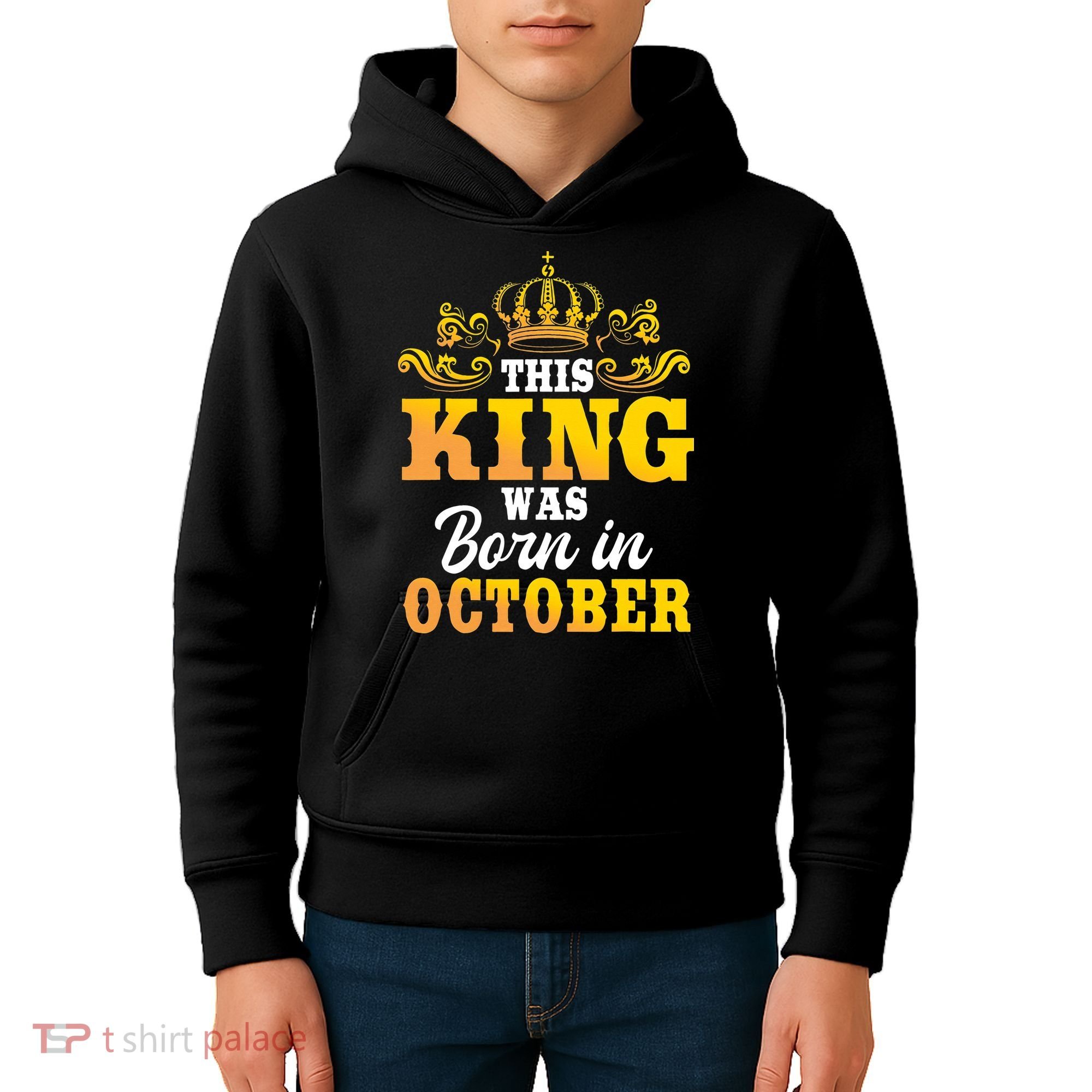 This King Was Born In October Birthday Party Celebration Kids Hoodie