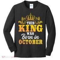 This King Was Born In October Birthday Party Celebration Kids Long Sleeve Shirt thumb 0