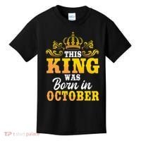 This King Was Born In October Birthday Party Celebration Kids T-Shirt thumb 0