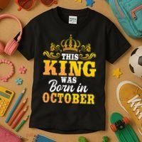 This King Was Born In October Birthday Party Celebration Kids T-Shirt thumb 3