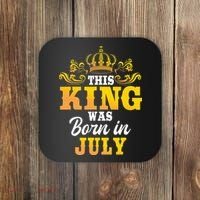 This King Was Born In July Birthday Party Celebration Coaster thumb 0