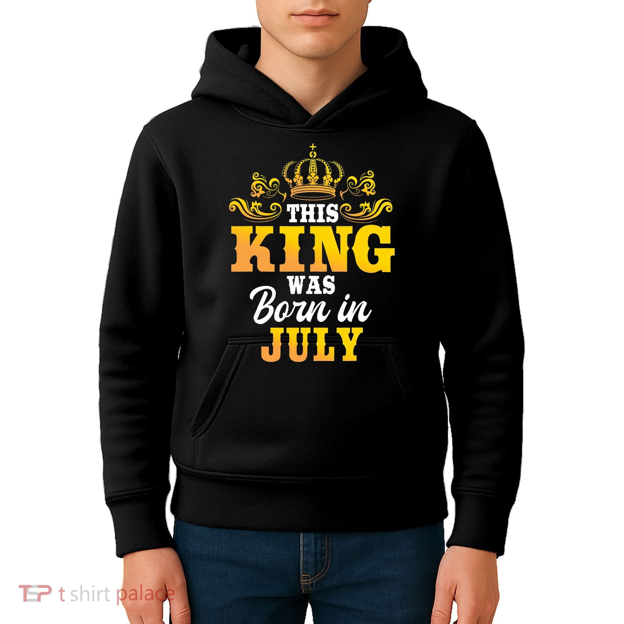 This King Was Born In July Birthday Party Celebration Kids Hoodie