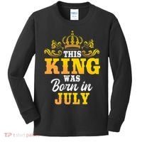 This King Was Born In July Birthday Party Celebration Kids Long Sleeve Shirt thumb 0