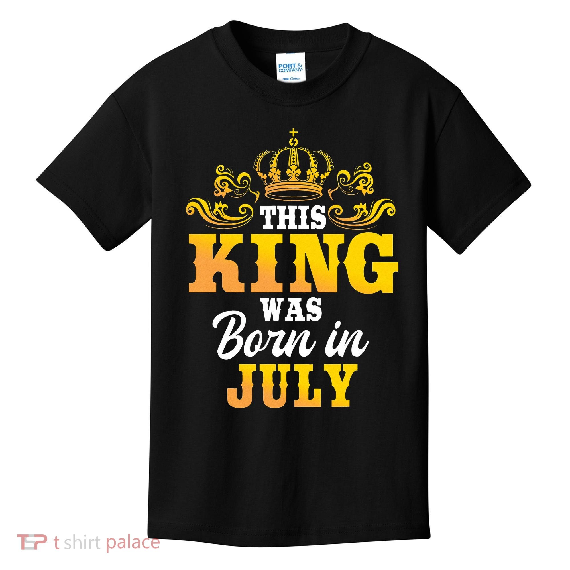 This King Was Born In July Birthday Party Celebration Kids T-Shirt