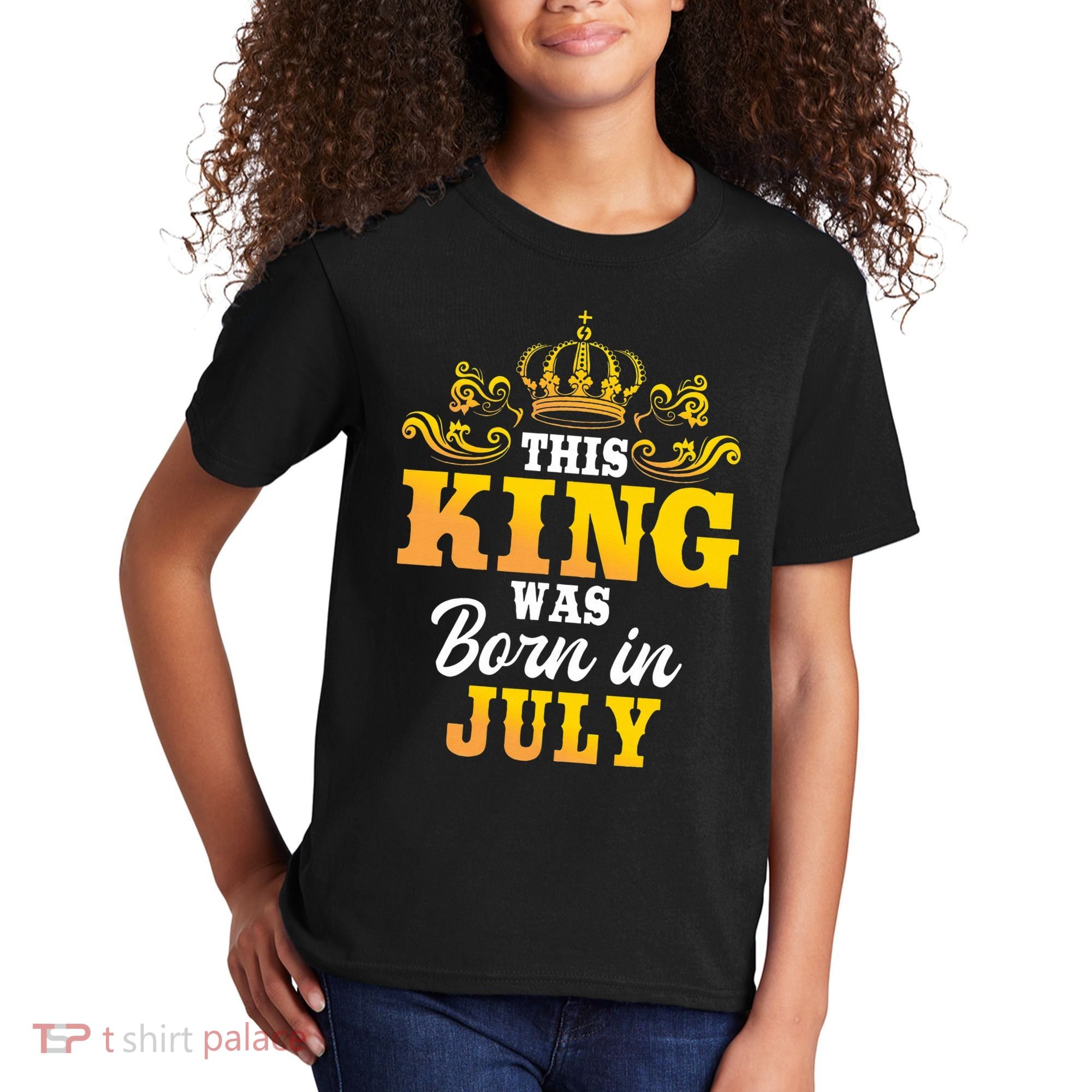 This King Was Born In July Birthday Party Celebration Kids T-Shirt