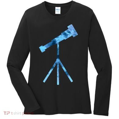 Telescope Lover Astronomy Eclipse Astronomer Stars Galaxy Women's Long Sleeve Shirt