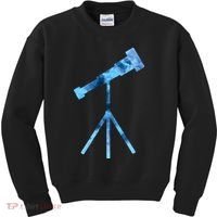 Telescope Lover Astronomy Eclipse Astronomer Stars Galaxy Kids Sweatshirt thumb 0
