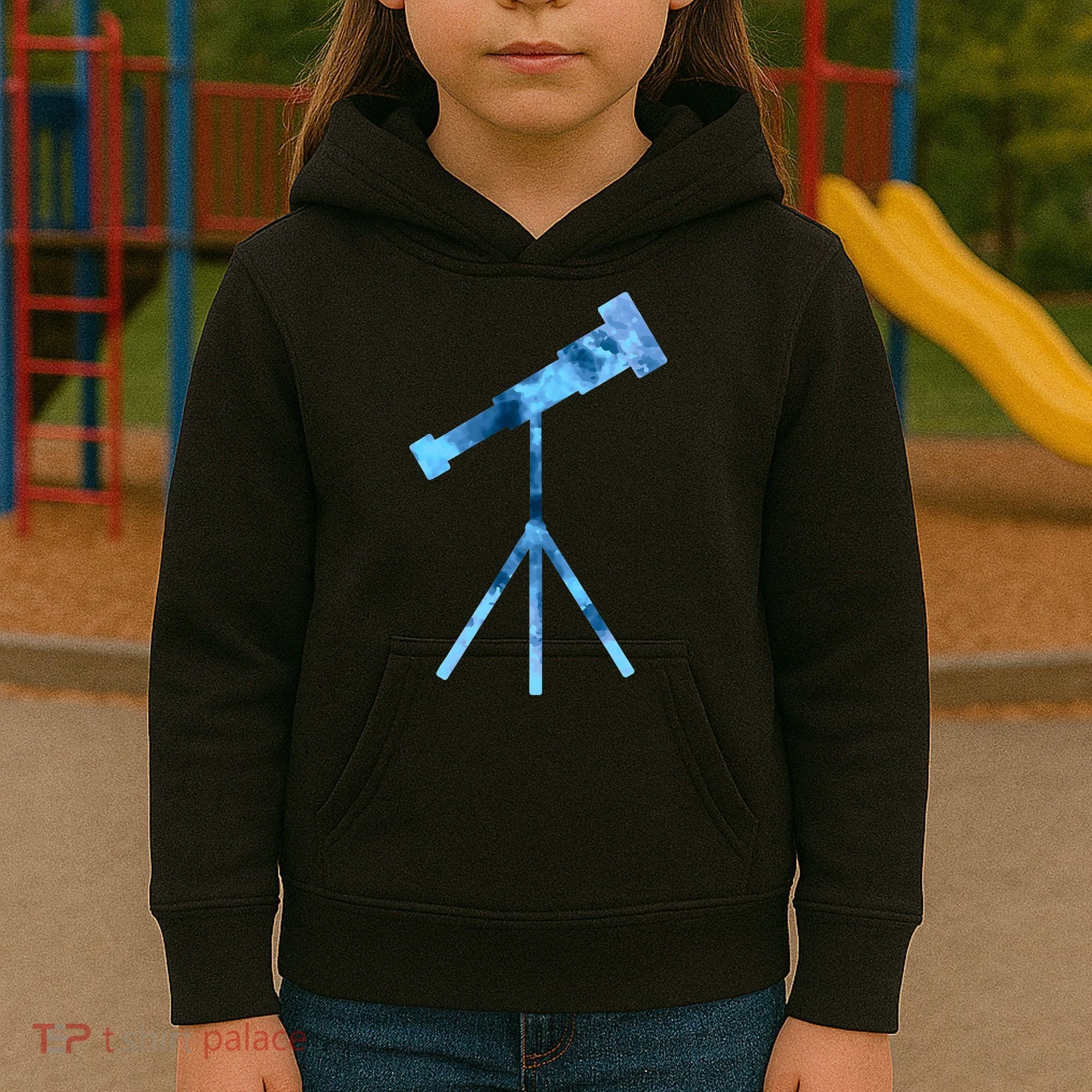 Telescope Lover Astronomy Eclipse Astronomer Stars Galaxy Kids Hoodie