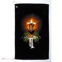 The Lion And The Lamb Water Reflection Jesus Christian Golf Towel thumb 0