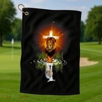 The Lion And The Lamb Water Reflection Jesus Christian Golf Towel thumb 1