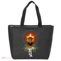 The Lion And The Lamb Water Reflection Jesus Christian Tote Bag thumb 0