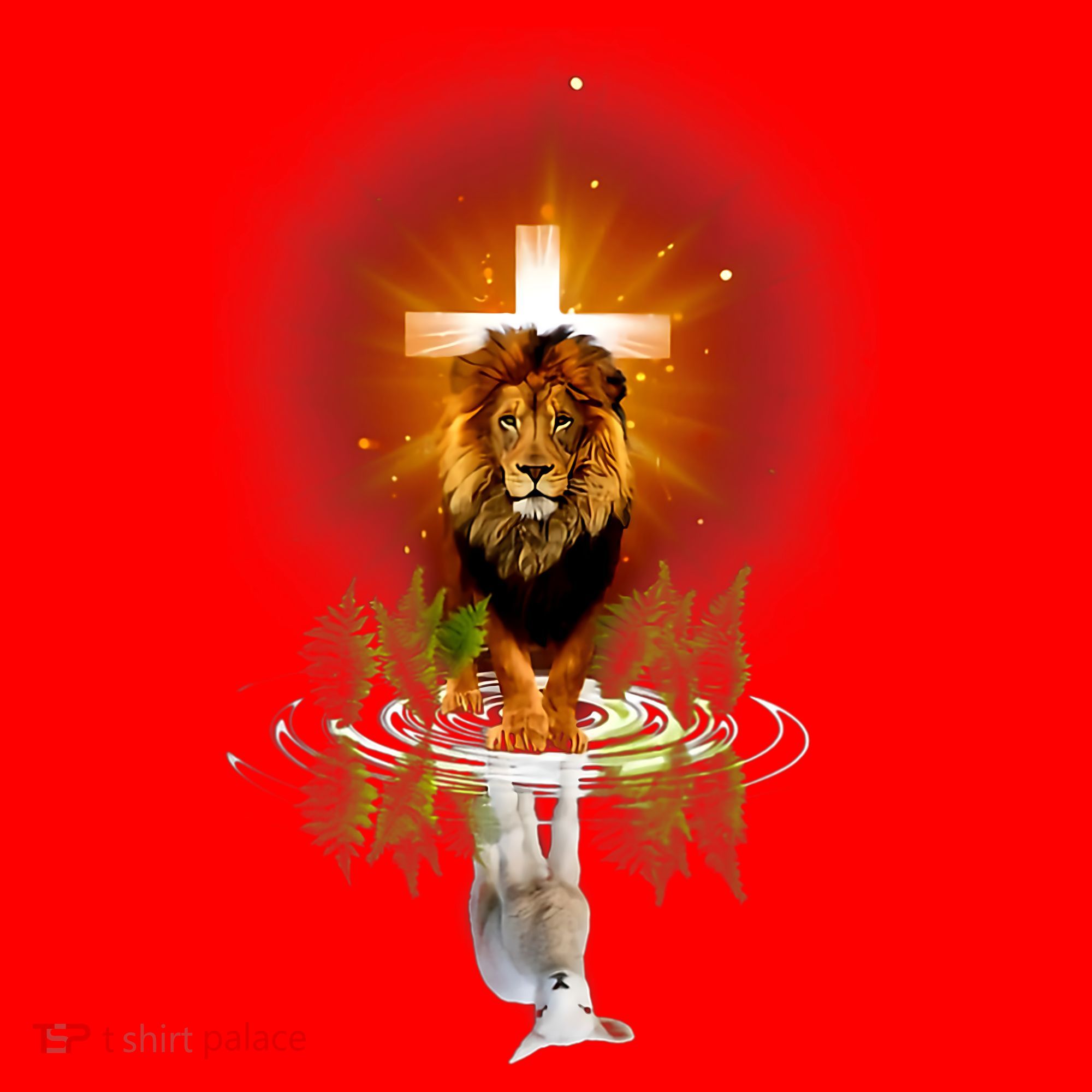 The Lion And The Lamb Water Reflection Jesus Christian Santa Hat