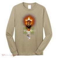 The Lion And The Lamb Water Reflection Jesus Christian Long Sleeve Shirt thumb 0