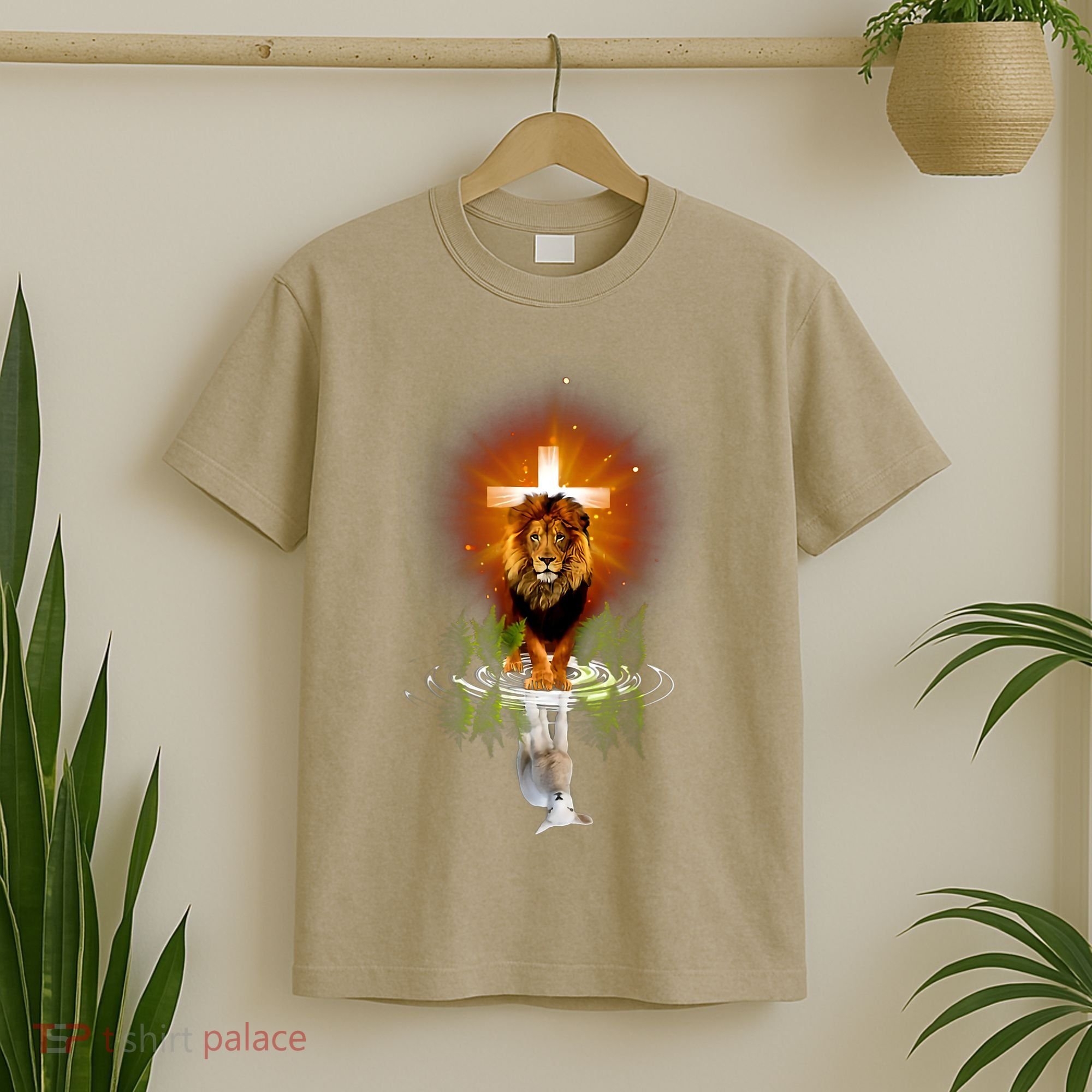 The Lion And The Lamb Water Reflection Jesus Christian T-Shirt