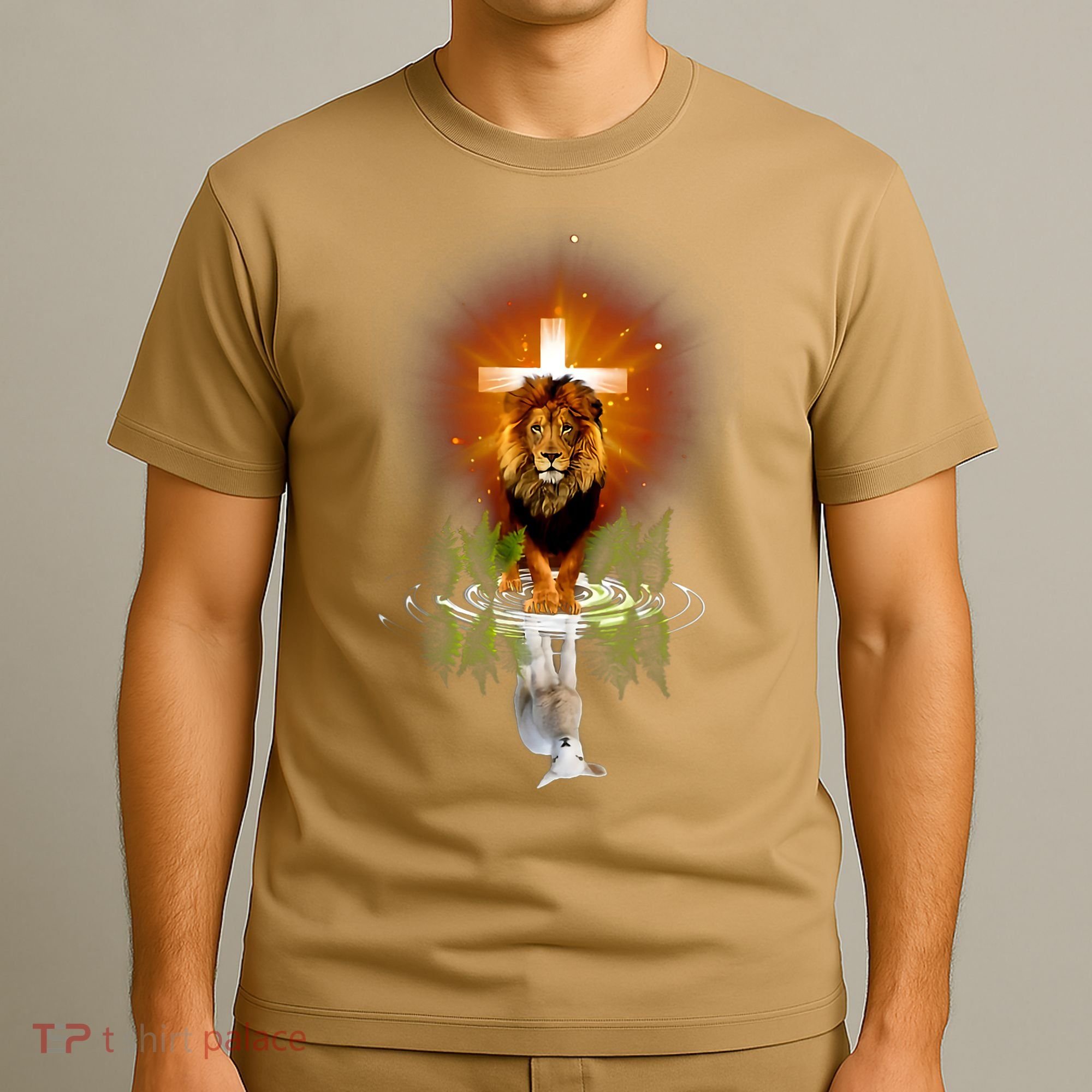 The Lion And The Lamb Water Reflection Jesus Christian T-Shirt