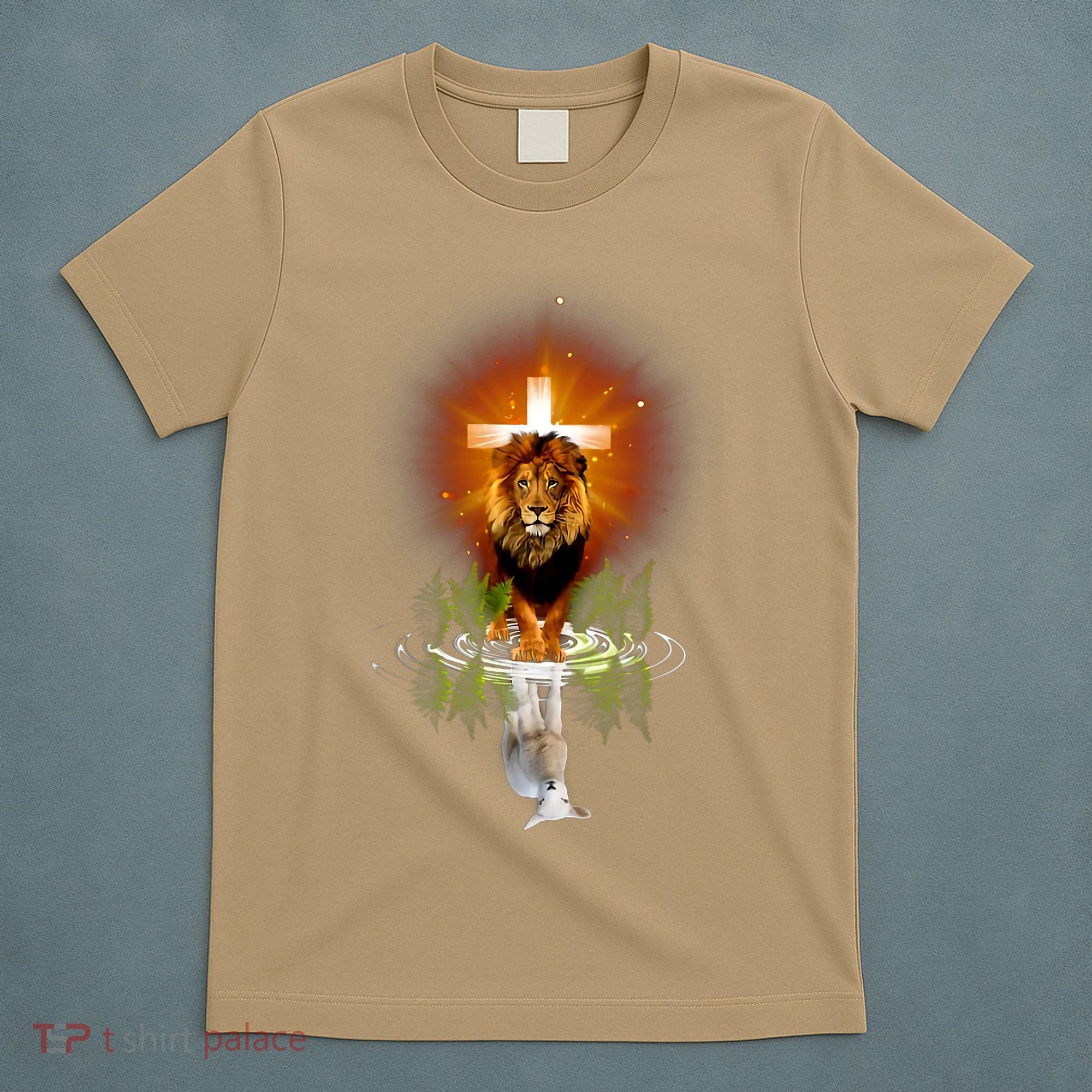 The Lion And The Lamb Water Reflection Jesus Christian T-Shirt