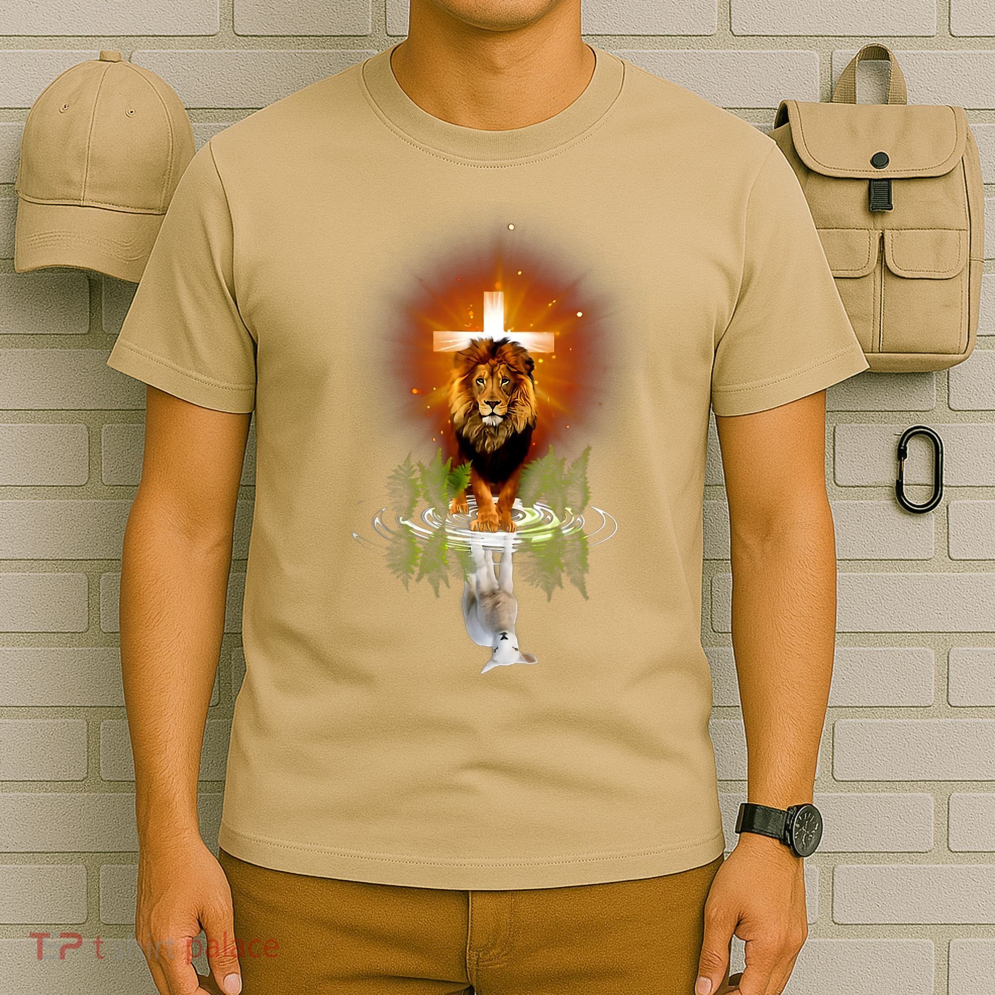 The Lion And The Lamb Water Reflection Jesus Christian T-Shirt