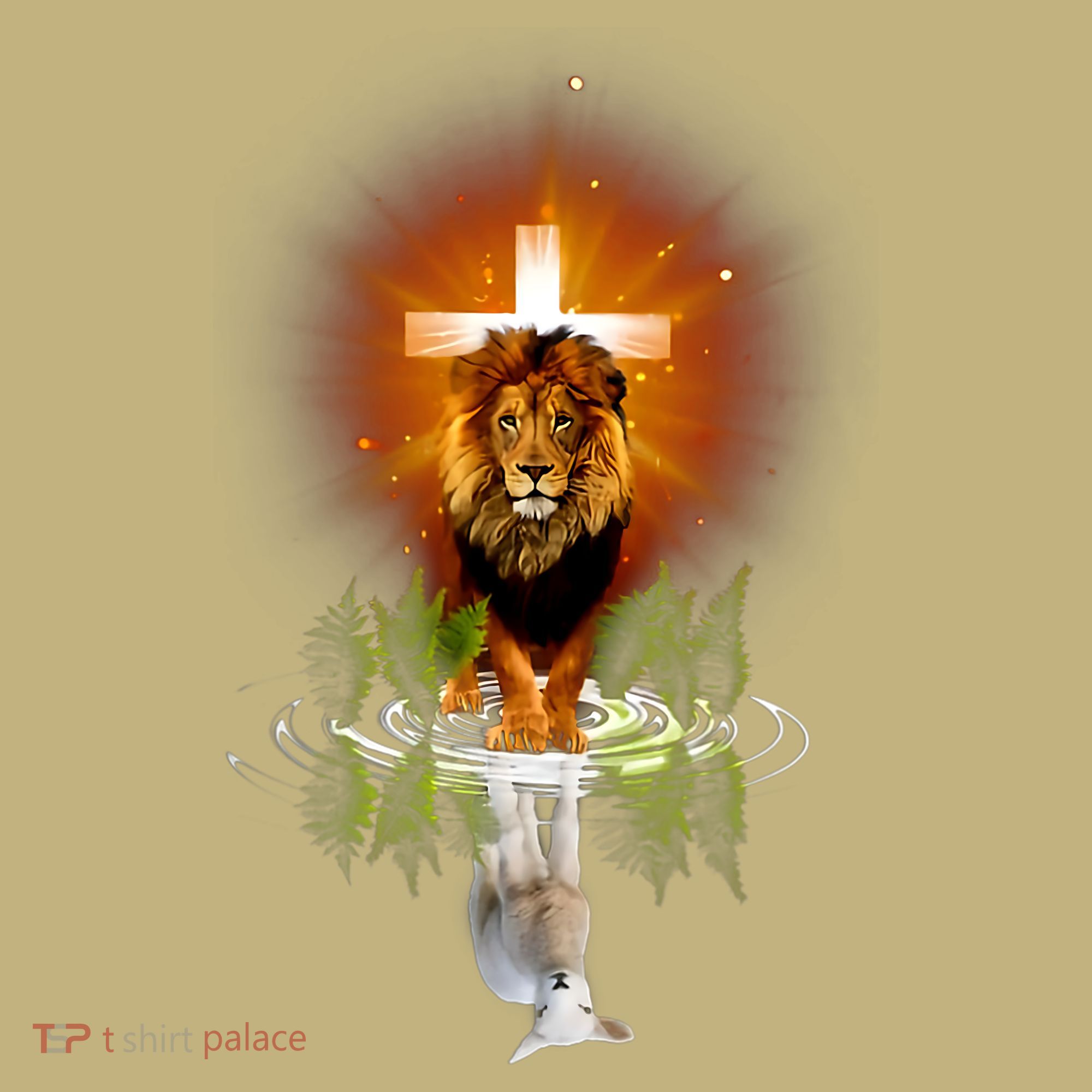 The Lion And The Lamb Water Reflection Jesus Christian T-Shirt
