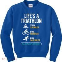 Triathlete Life's A Triathlon Funny Triathletics Kids Sweatshirt thumb 0
