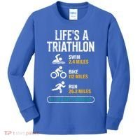 Triathlete Life's A Triathlon Funny Triathletics Kids Long Sleeve Shirt thumb 0