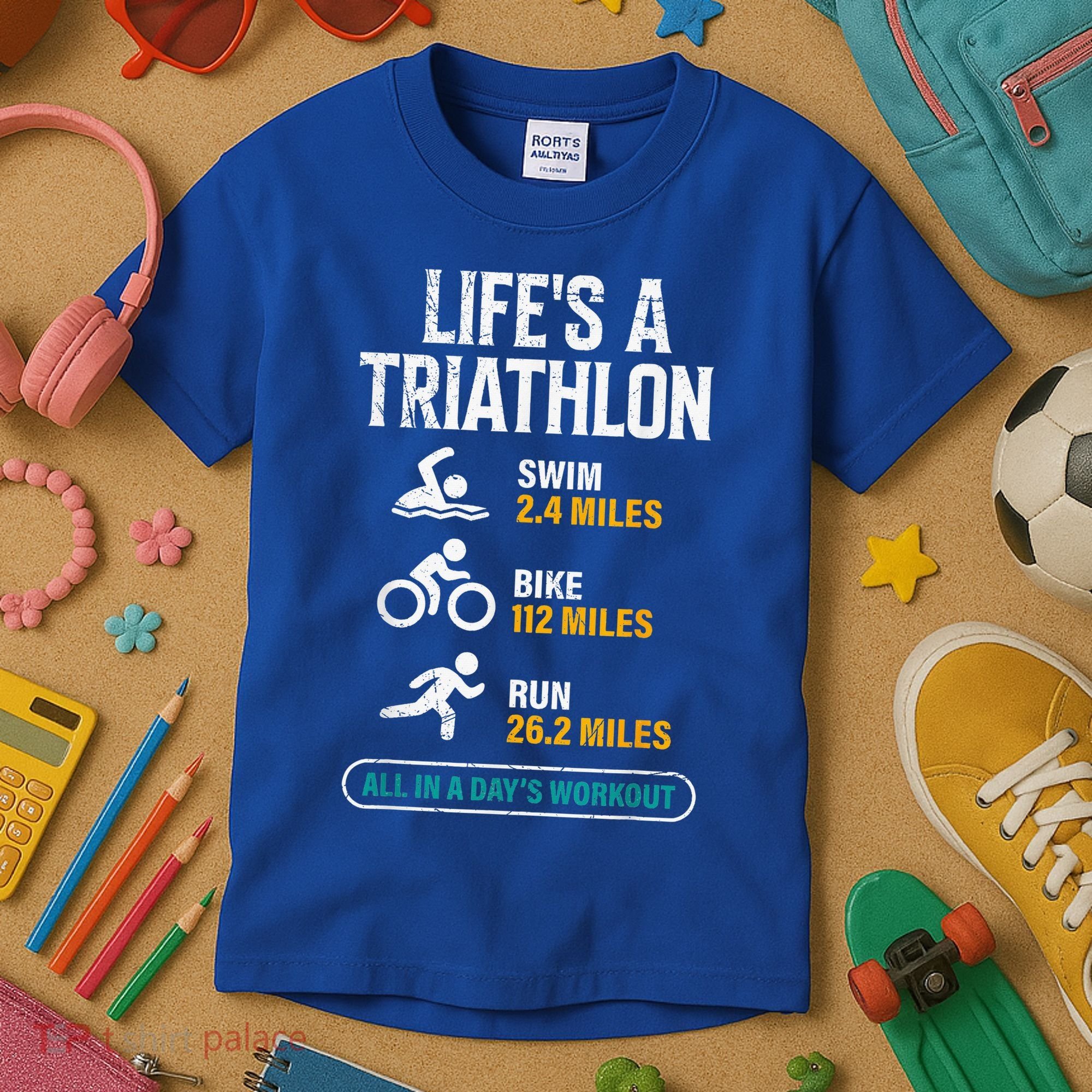 Triathlete Life's A Triathlon Funny Triathletics Kids T-Shirt