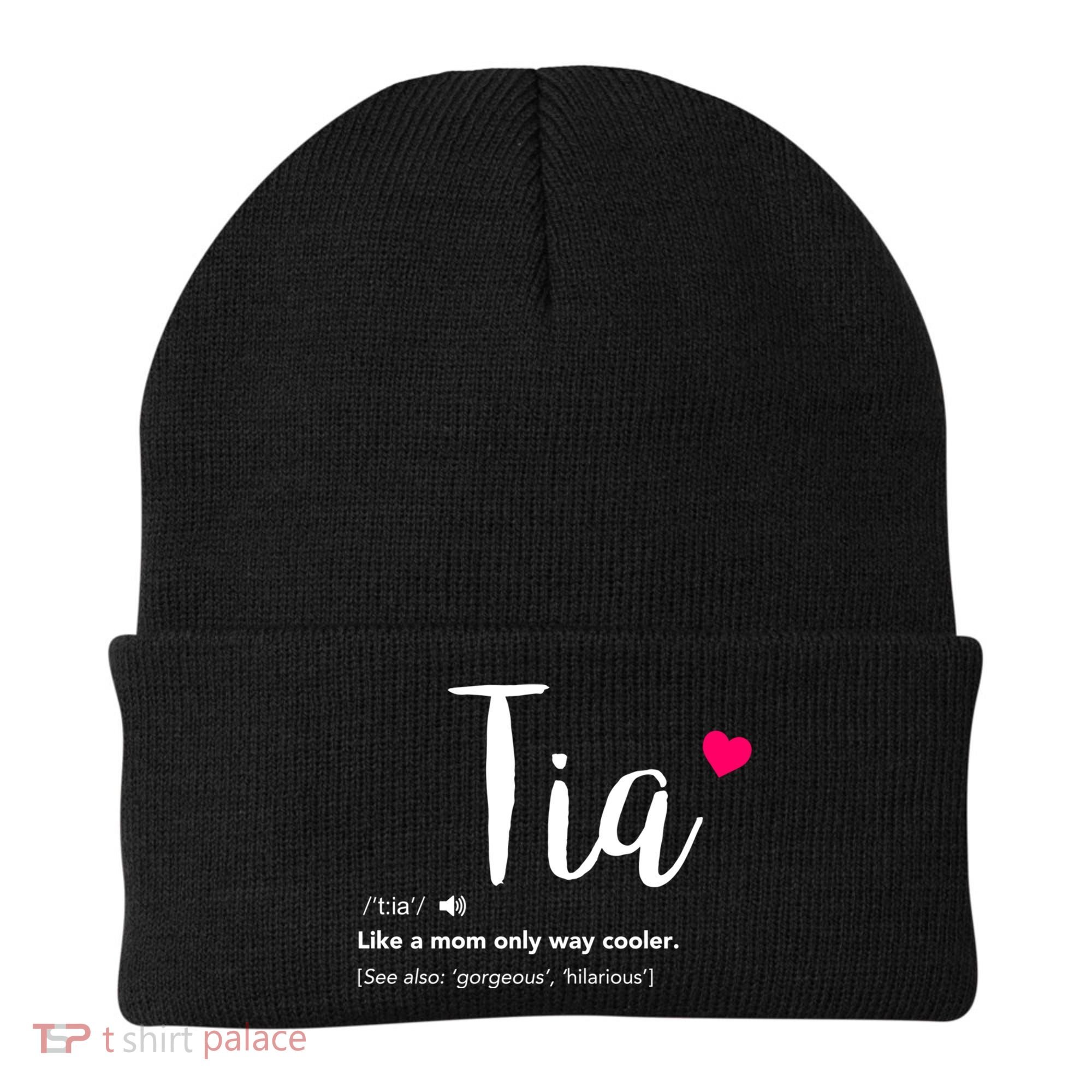 Tia Like A Mom Only Cooler Can Keep Calm New Aunt Gift Beanie