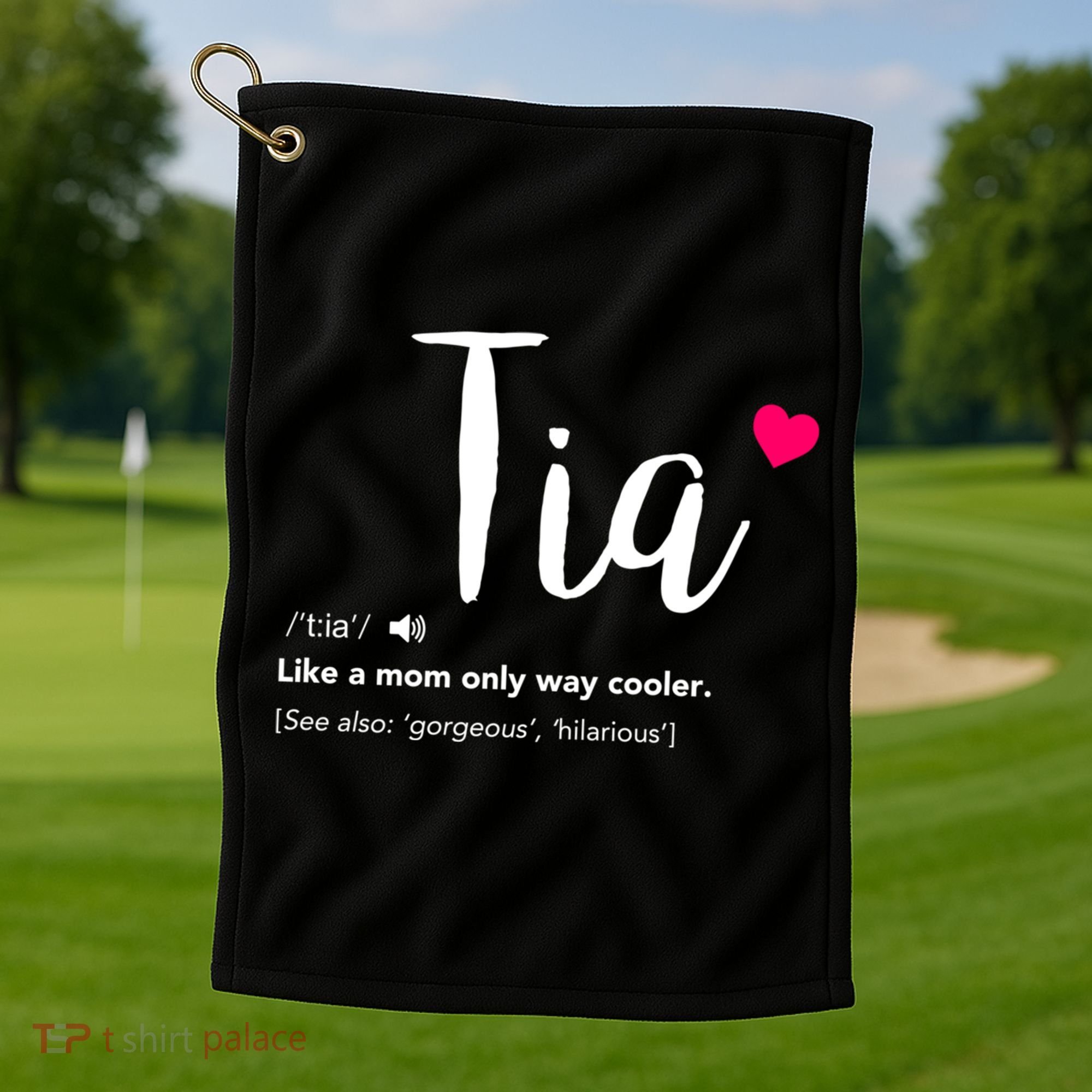 Tia Like A Mom Only Cooler Can Keep Calm New Aunt Gift Golf Towel