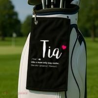 Tia Like A Mom Only Cooler Can Keep Calm New Aunt Gift Golf Towel thumb 2