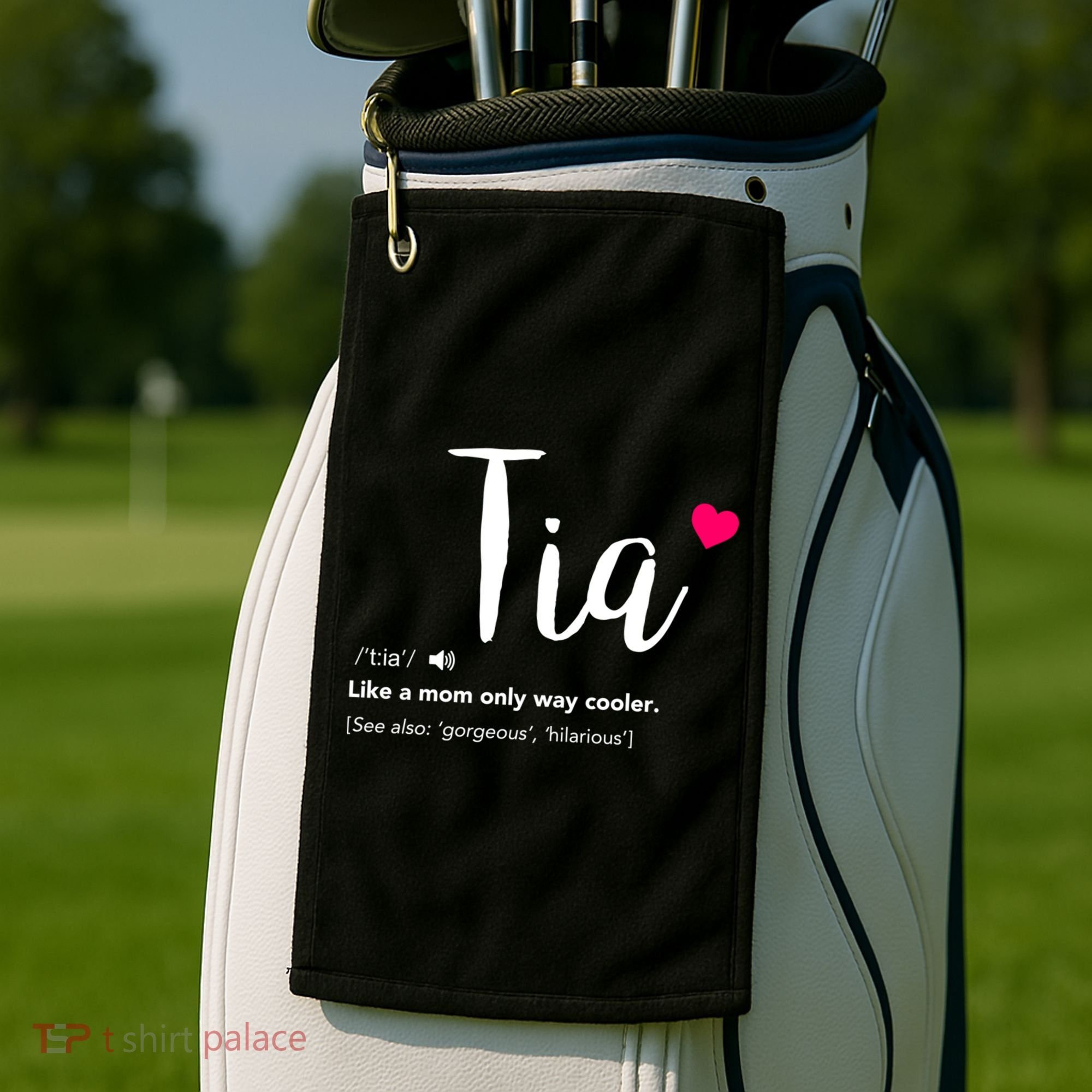 Tia Like A Mom Only Cooler Can Keep Calm New Aunt Gift Golf Towel