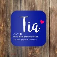 Tia Like A Mom Only Cooler Can Keep Calm New Aunt Gift Coaster thumb 0