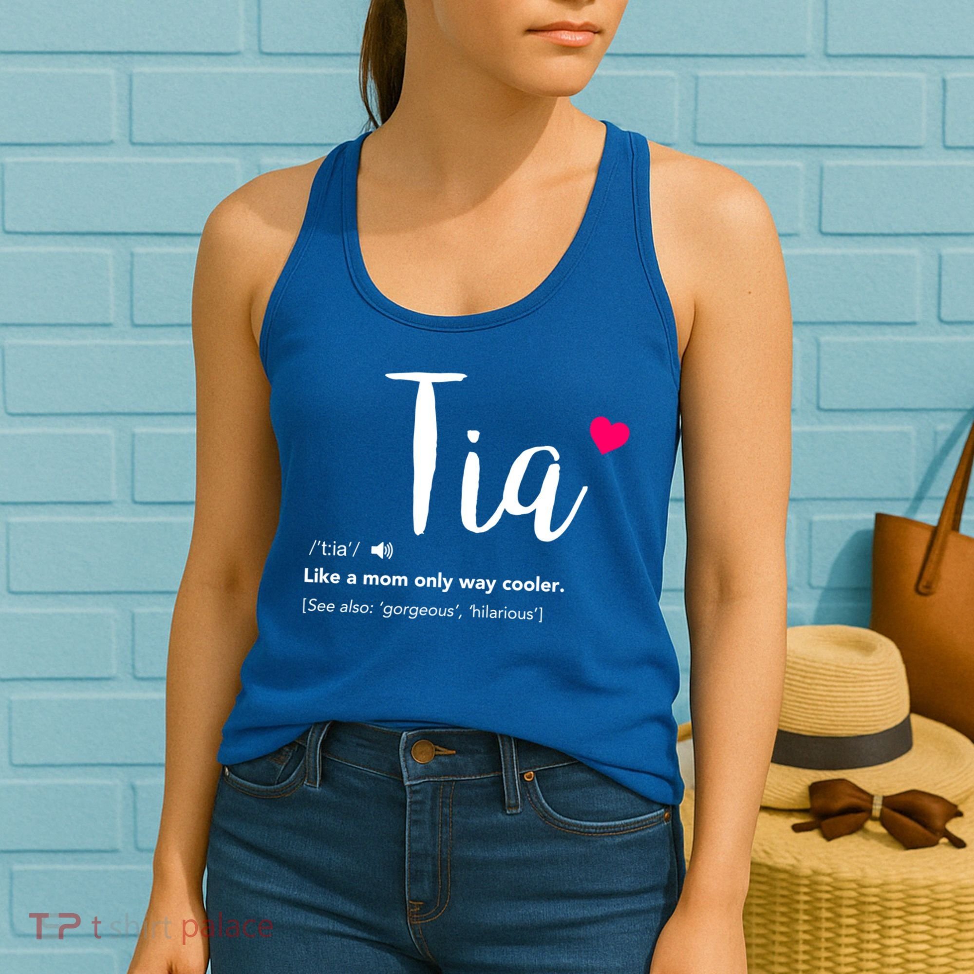 Tia Like A Mom Only Cooler Can Keep Calm New Aunt Gift Women's Tank Top