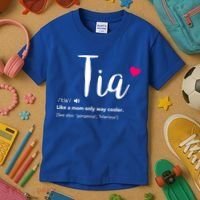 Tia Like A Mom Only Cooler Can Keep Calm New Aunt Gift Kids T-Shirt thumb 3