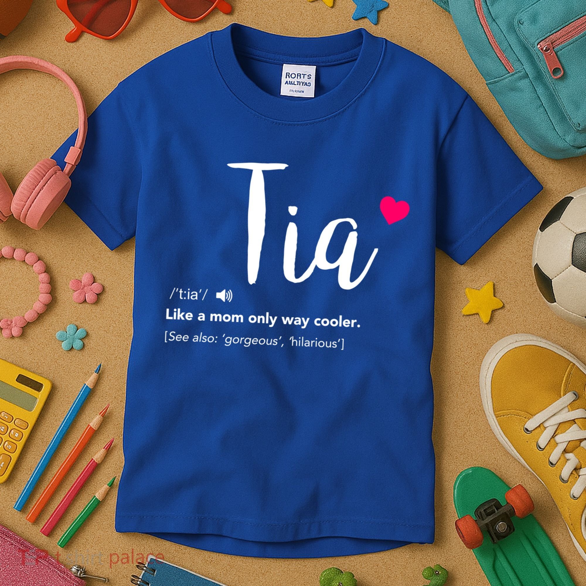 Tia Like A Mom Only Cooler Can Keep Calm New Aunt Gift Kids T-Shirt