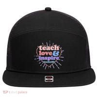 Teach Love And Inspire #Teacher Life 7 Panel Mesh Trucker Snapback Hat thumb 0