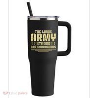 The Lords Army Strong And Courageous Jesus Christ 40oz Vacuum Insulated Stainless Steel Travel Tumbler thumb 0