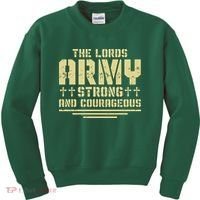 The Lords Army Strong And Courageous Jesus Christ Kids Sweatshirt thumb 0