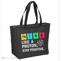 Think Like A Proton Stay Positive Funny Science Tote Bag thumb 2