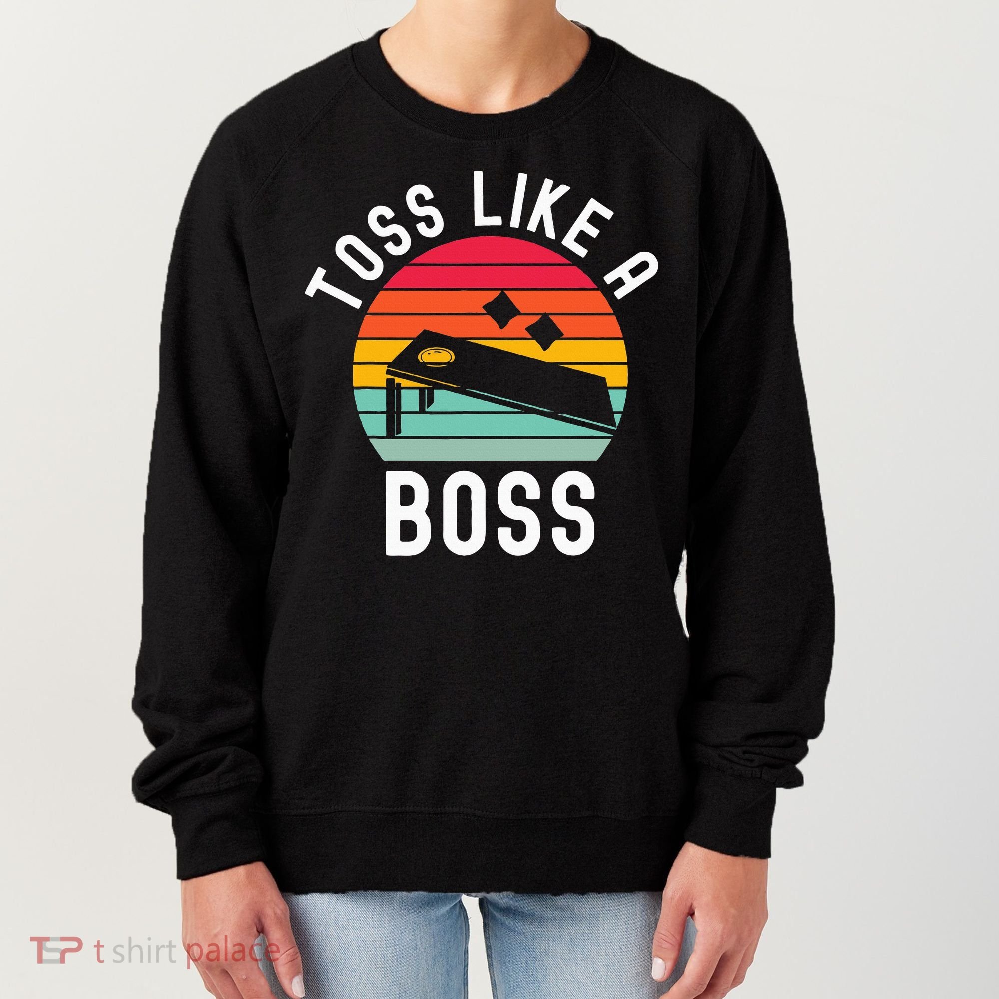 Toss Like A Boss Bean Bag Player Funny Cornhole Women's Sweatshirt