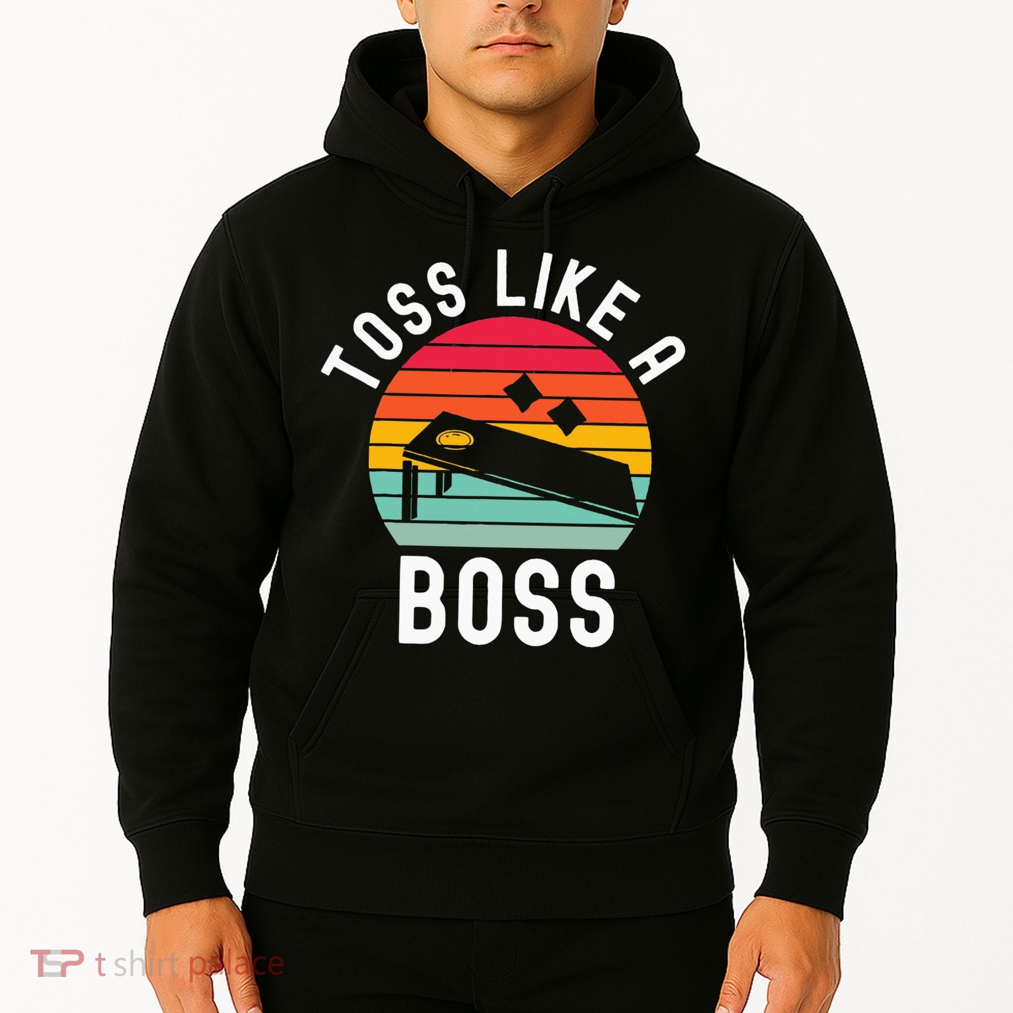 Toss Like A Boss Bean Bag Player Funny Cornhole Hoodie