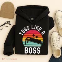 Toss Like A Boss Bean Bag Player Funny Cornhole Hoodie thumb 4