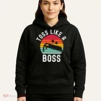Toss Like A Boss Bean Bag Player Funny Cornhole Hoodie thumb 5