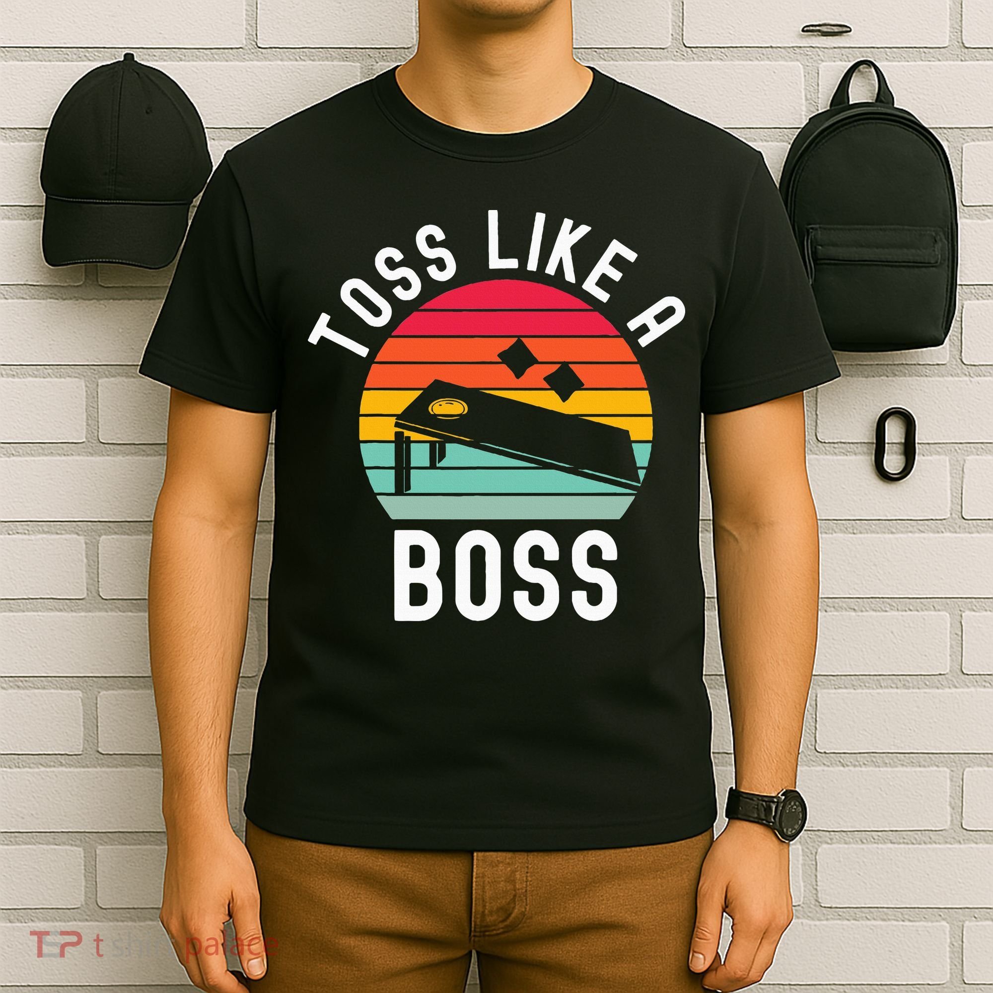 Toss Like A Boss Bean Bag Player Funny Cornhole T-Shirt