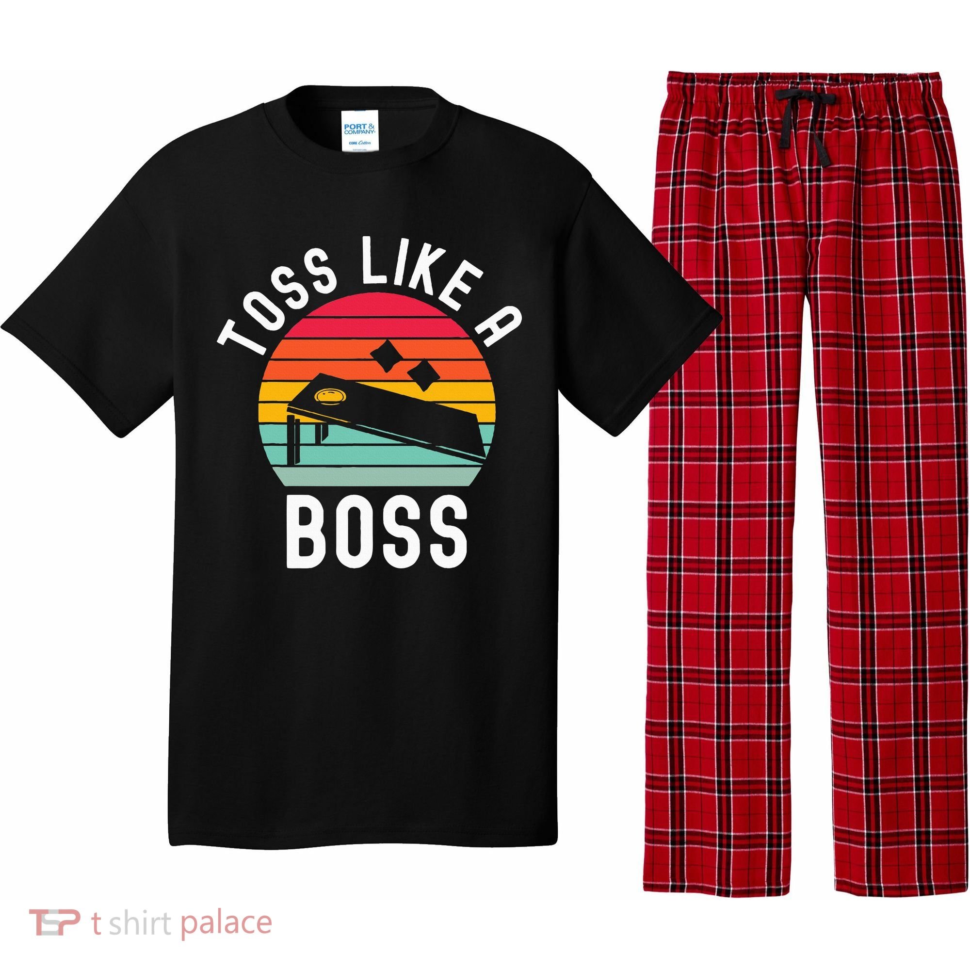 Toss Like A Boss Bean Bag Player Funny Cornhole Pajama Set