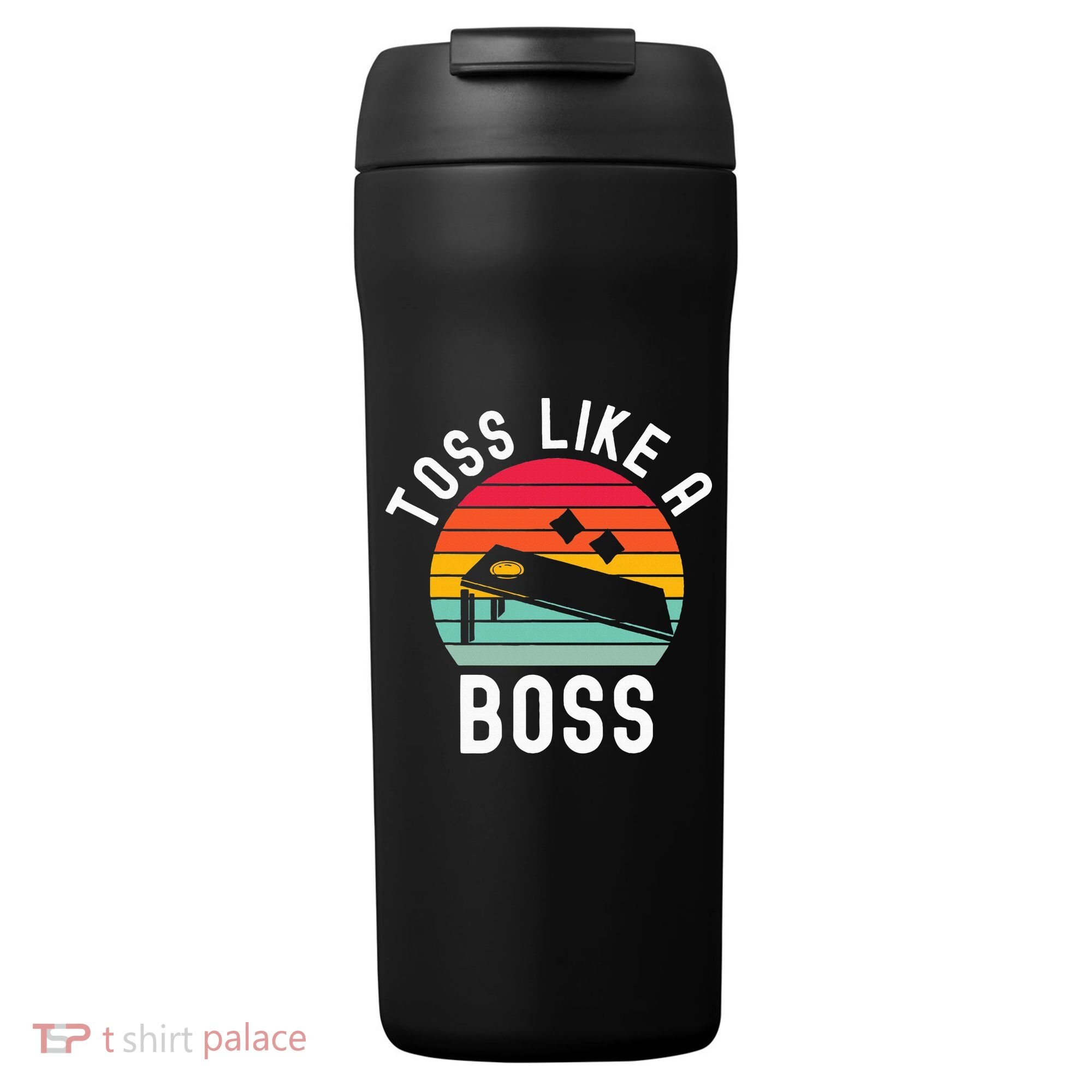 Toss Like A Boss Bean Bag Player Funny Cornhole 24oz Duet Stainless Steel Tumbler
