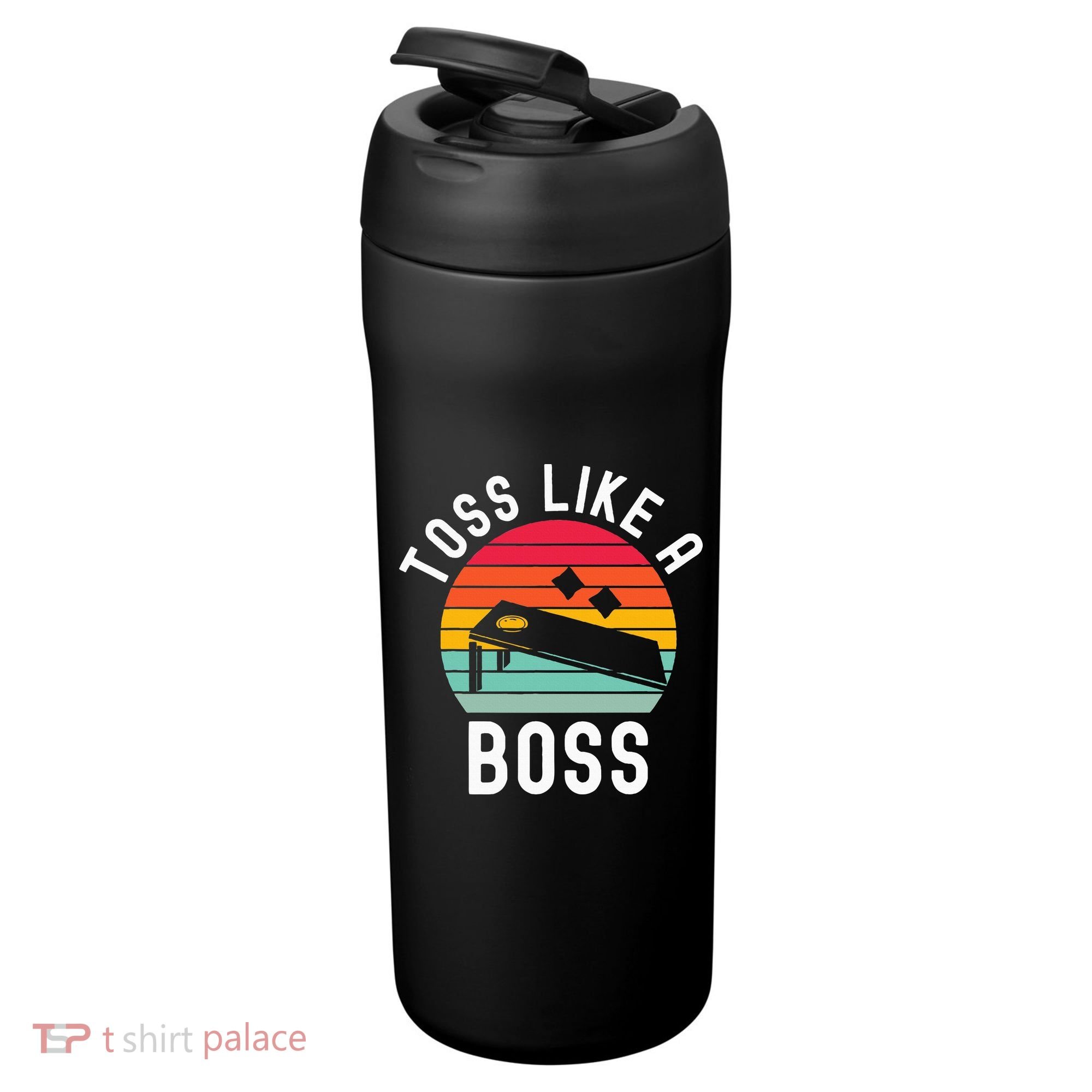 Toss Like A Boss Bean Bag Player Funny Cornhole 24oz Duet Stainless Steel Tumbler