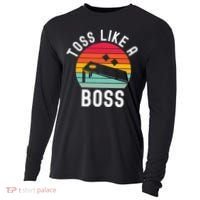 Toss Like A Boss Bean Bag Player Funny Cornhole Cooling Performance Long Sleeve Crew thumb 0