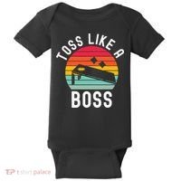 Toss Like A Boss Bean Bag Player Funny Cornhole Baby Bodysuit thumb 0